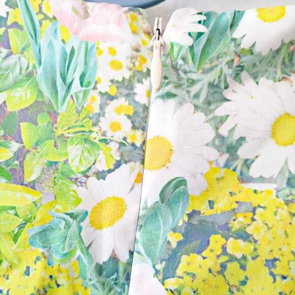 ZARA Floral Button Front Midi Skirt - Pastel Daisy Print, High Waisted | Size XS - Picture 5 of 7